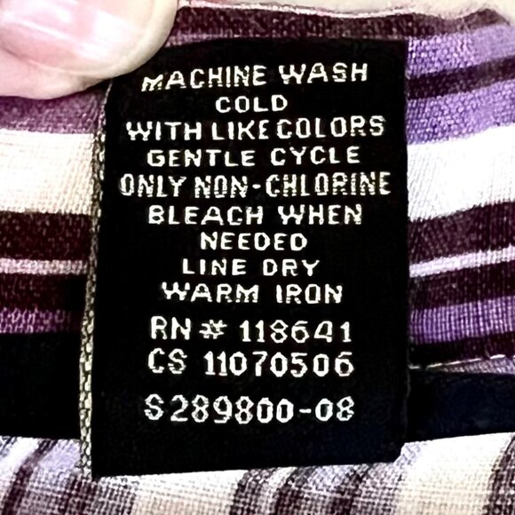 Lane Bryant Plus Size 26/28 Button Up Shirt Purple & White Striped Linen Blend - Picture 5 of 12